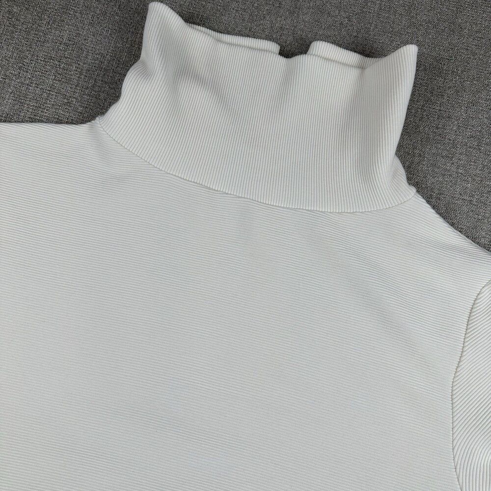Varley Simon Ribbed White Cotton Turtleneck Sweater Long Sleeve Womens XS NWOT